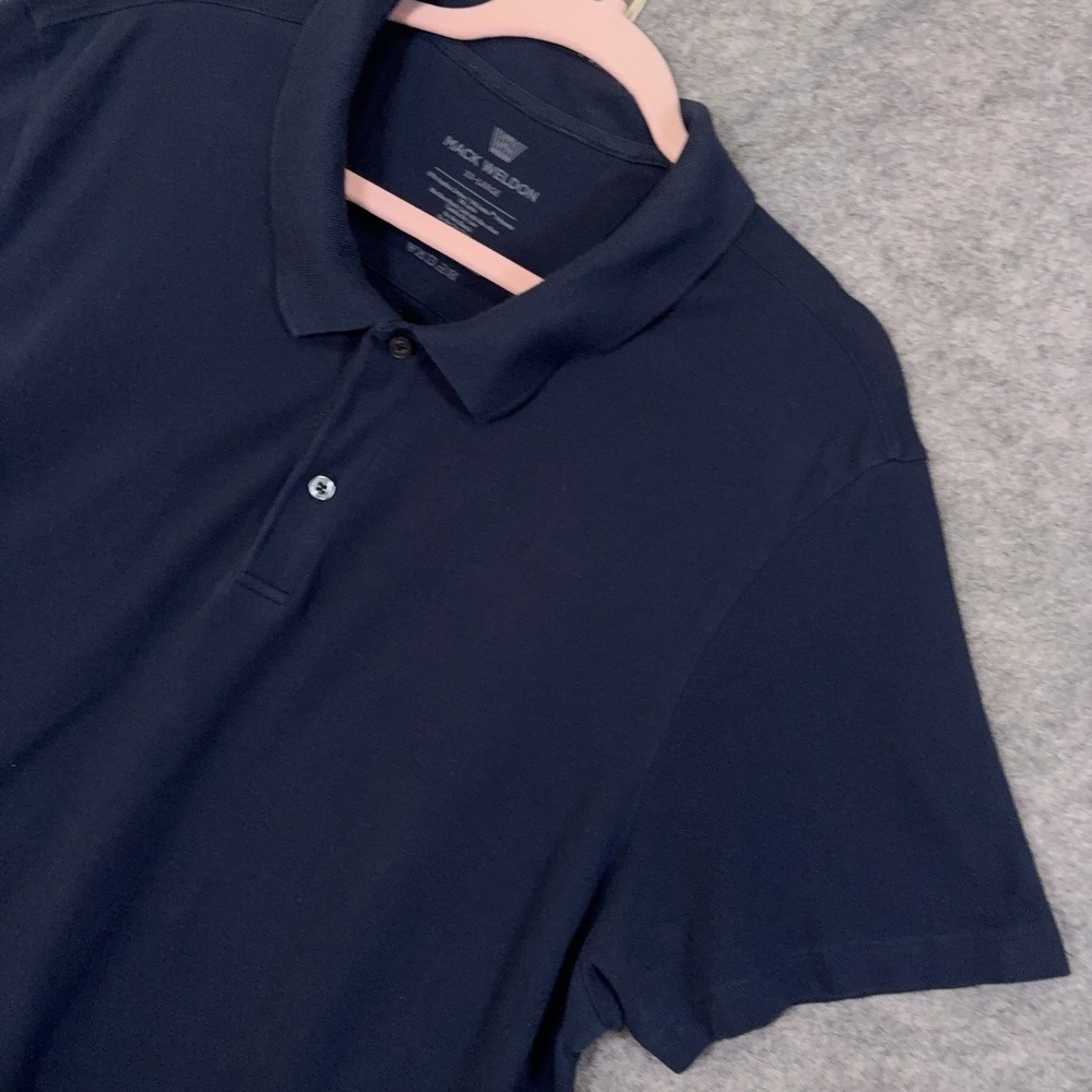 Mack Weldon Silver Pique Polo Shirt Mens Sz XXL 2XL Blue Anti Odor Lightweight